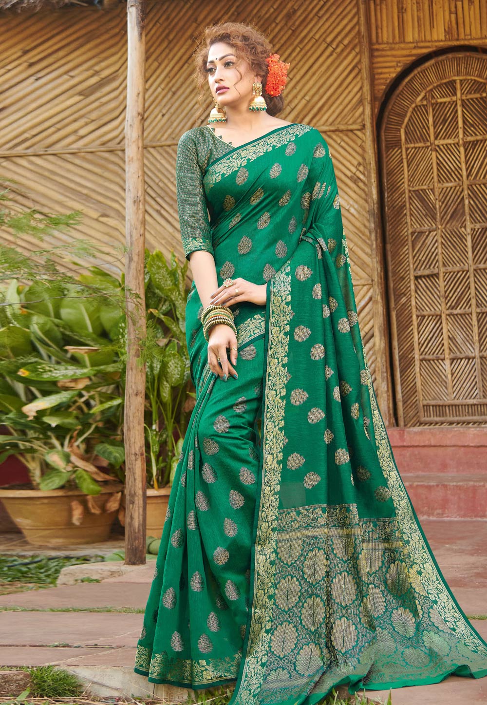 Green Silk Festival Wear Saree 210402