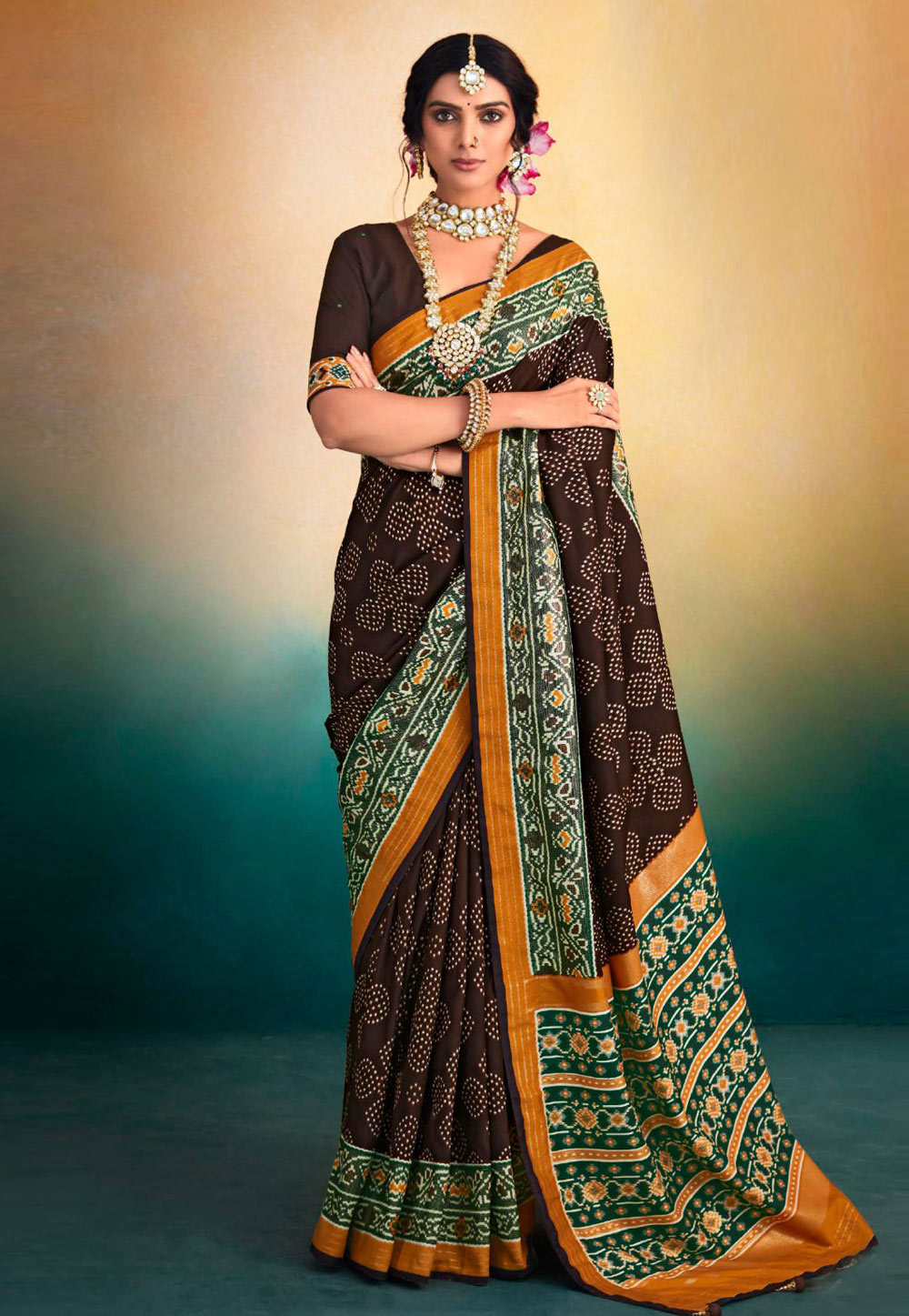 Brown Tussar Silk Saree With Blouse 274425