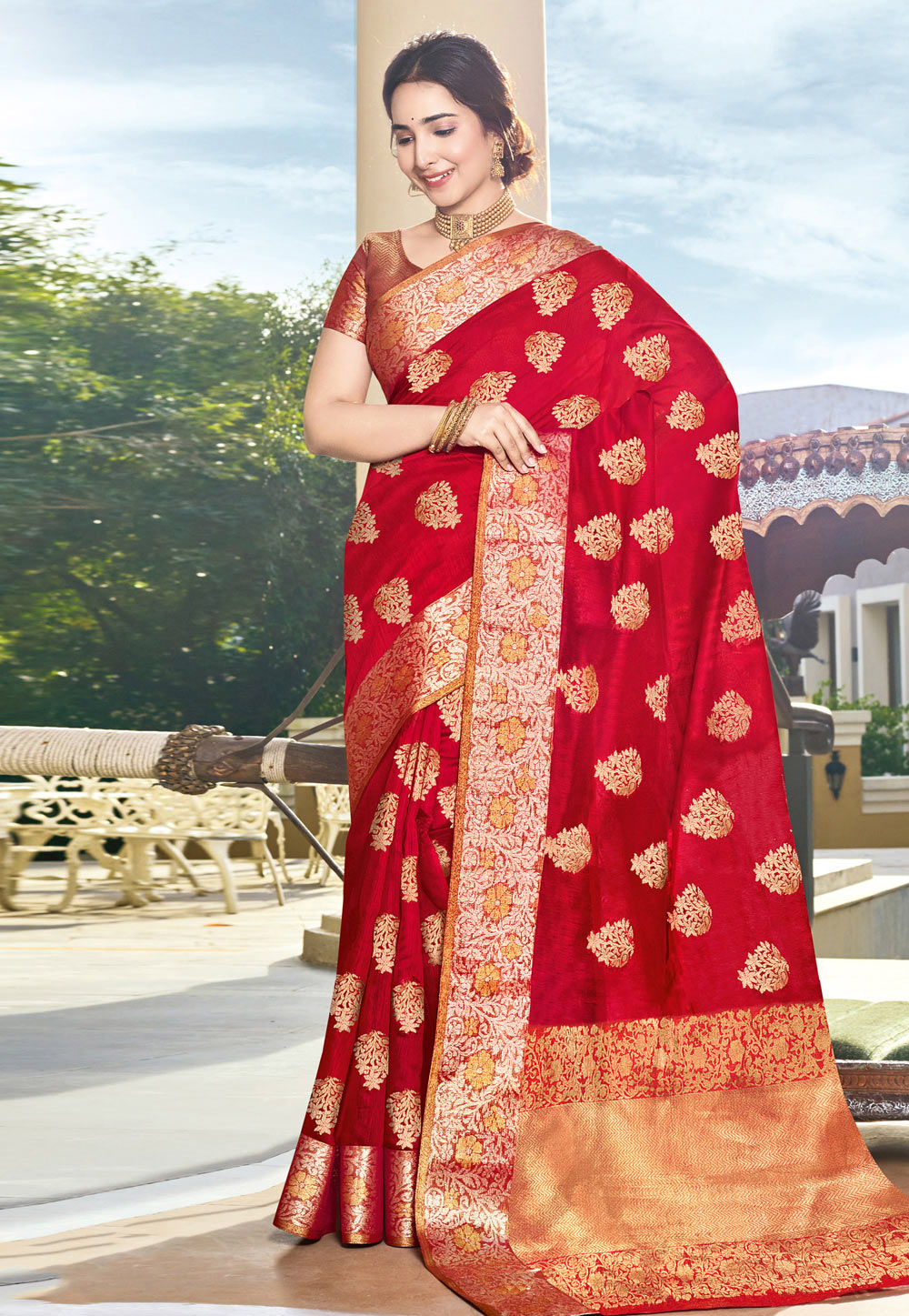 Red Silk Festival Wear Saree 210808