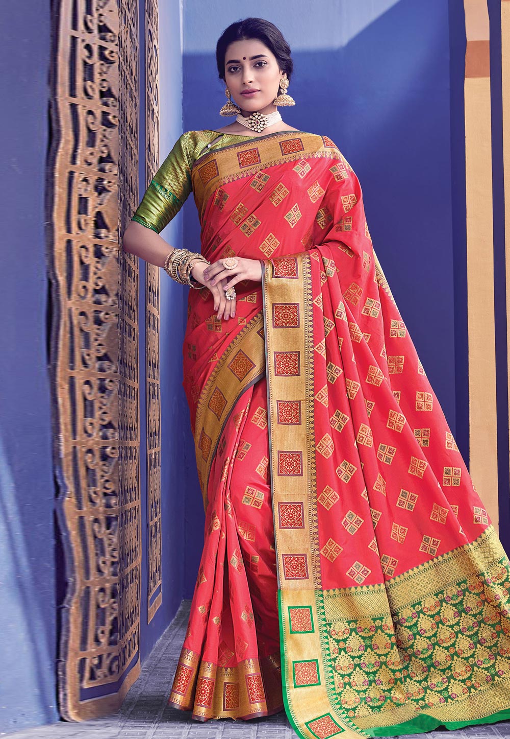 Pink Banarasi Silk Festival Wear Saree 210991