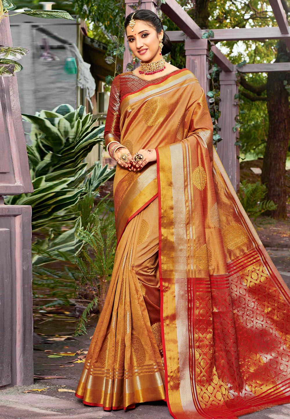 Mustard Banarasi Silk Festival Wear Saree 211190