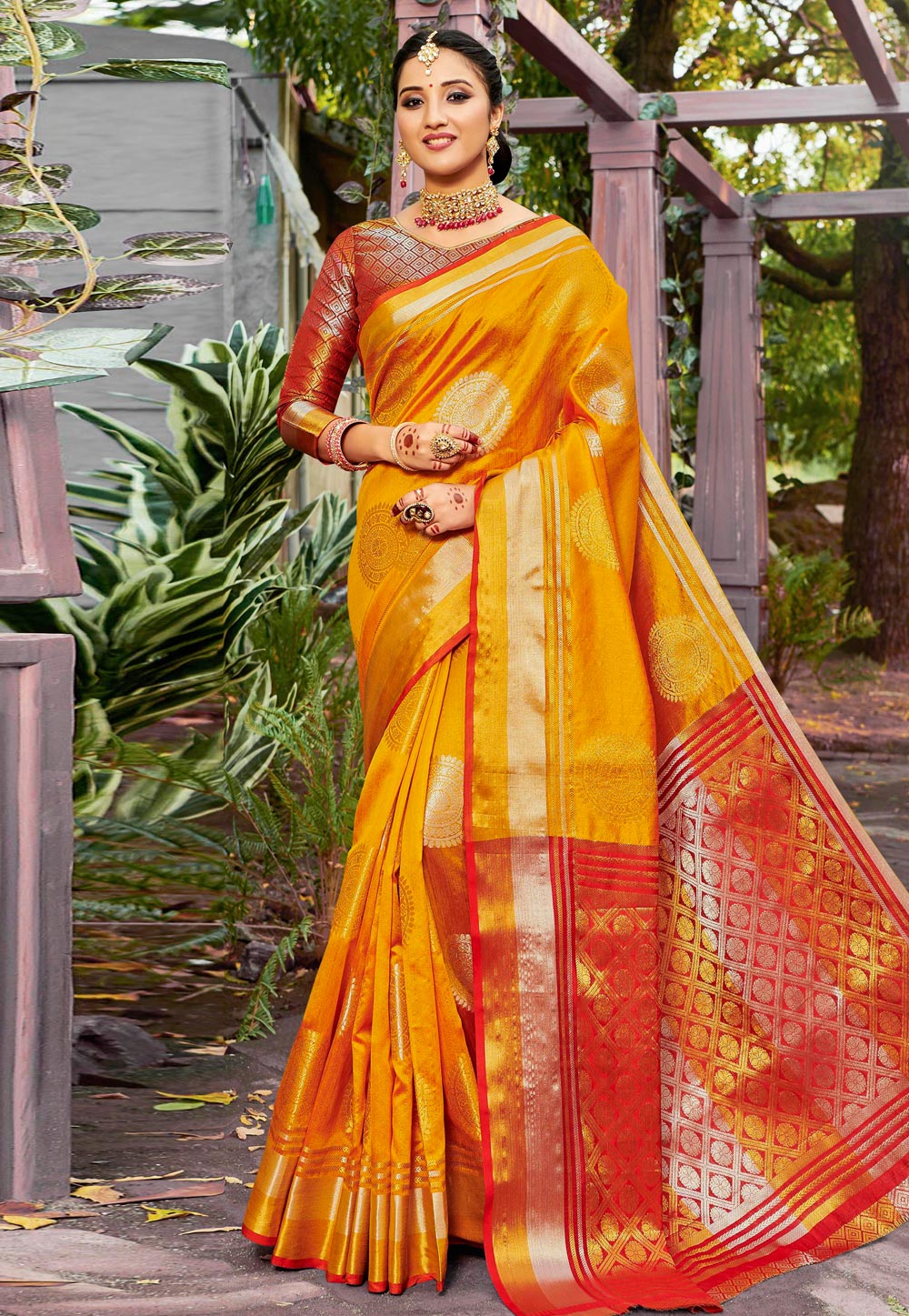 Yellow Banarasi Silk Festival Wear Saree 211194