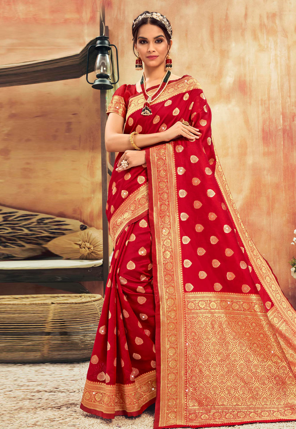 Red Silk Saree With Blouse 211185