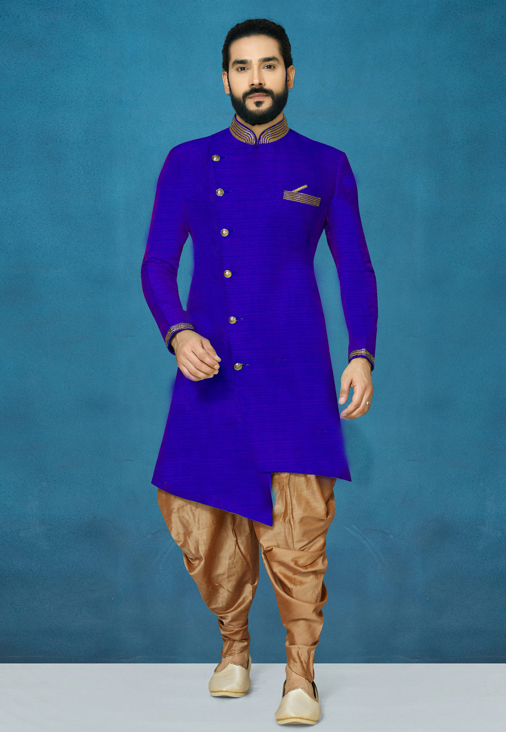 Blue Art Silk Indo Western Suit 244631