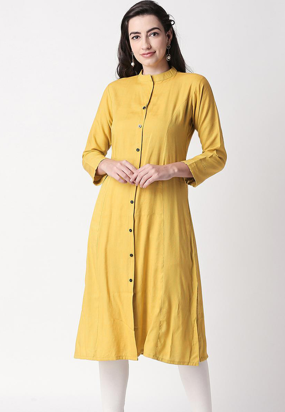 Yellow Rayon Readymade Kurta Set With Legging 214555