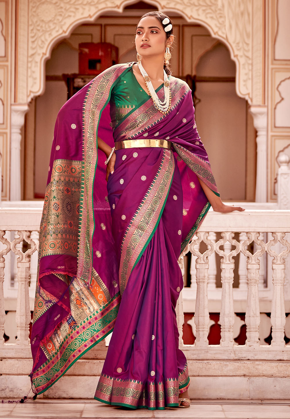 Purple Banarasi Silk Saree With Blouse 261318