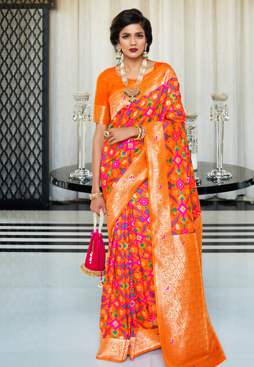 Orange Patola Silk Festival Wear Saree 189019