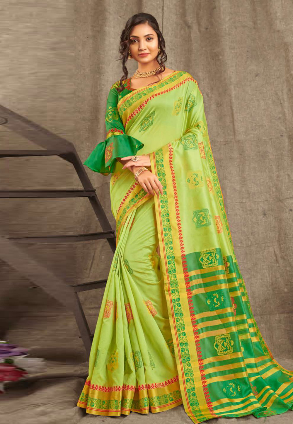 Green Cotton Maheshwari Saree With Blouse 211802
