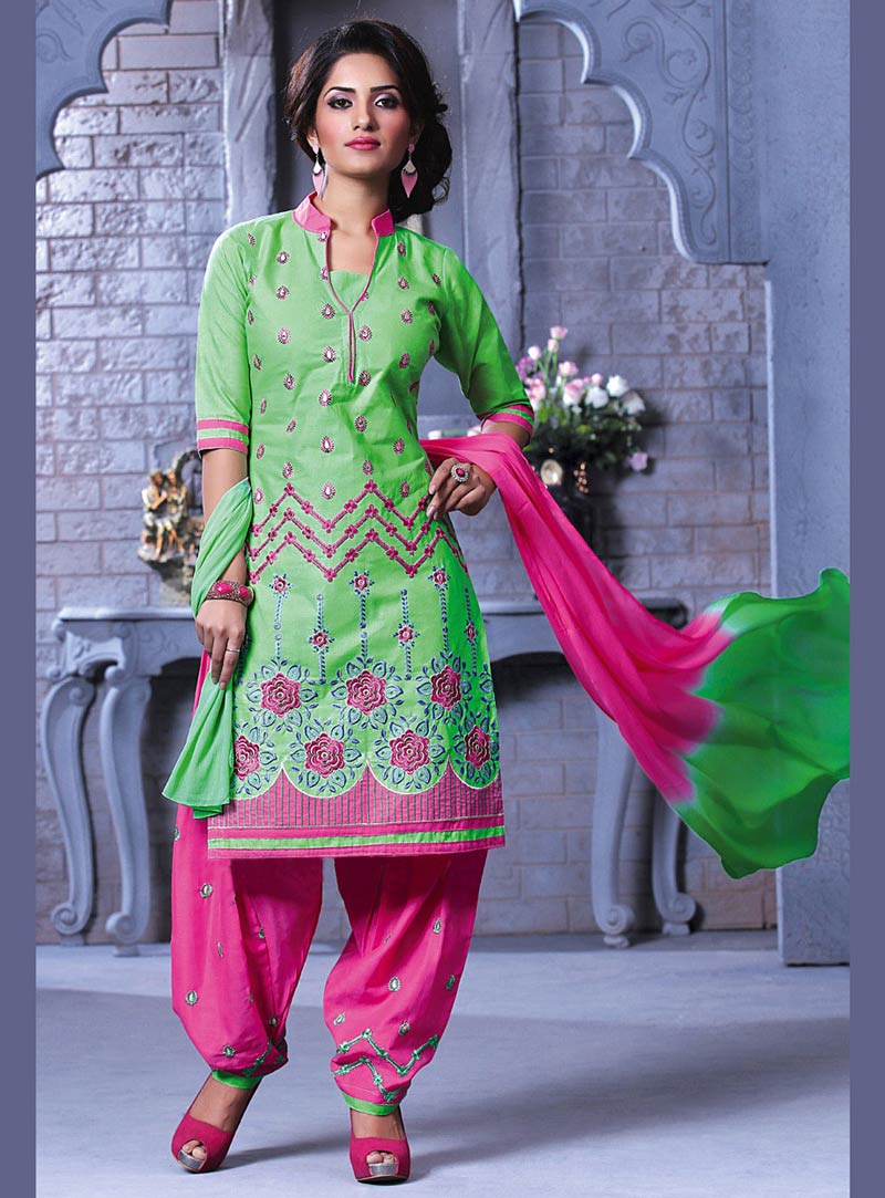 Green Cotton Punjabi Suit 67515