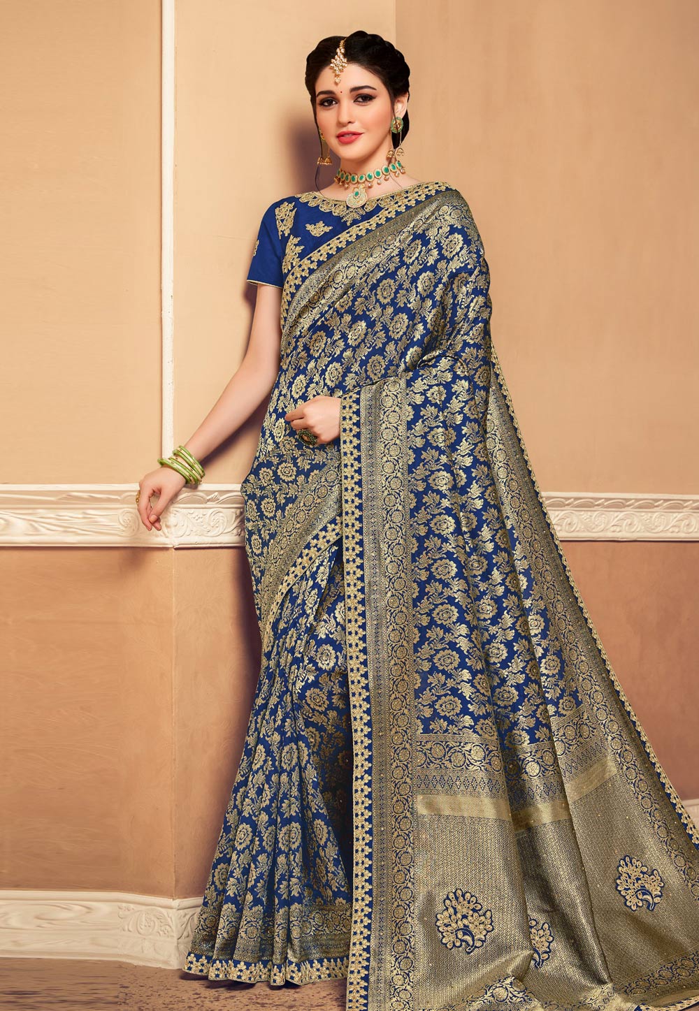 Blue Banarasi Silk Festival Wear Saree 212061