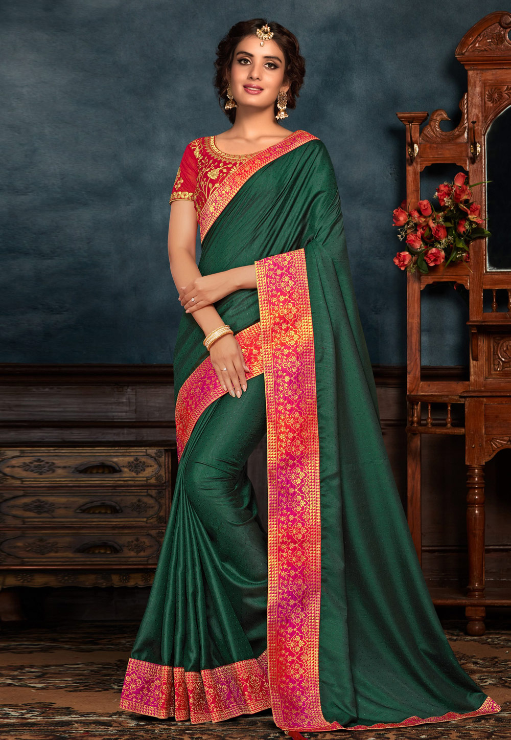 Green Silk Festival Wear Saree 212020