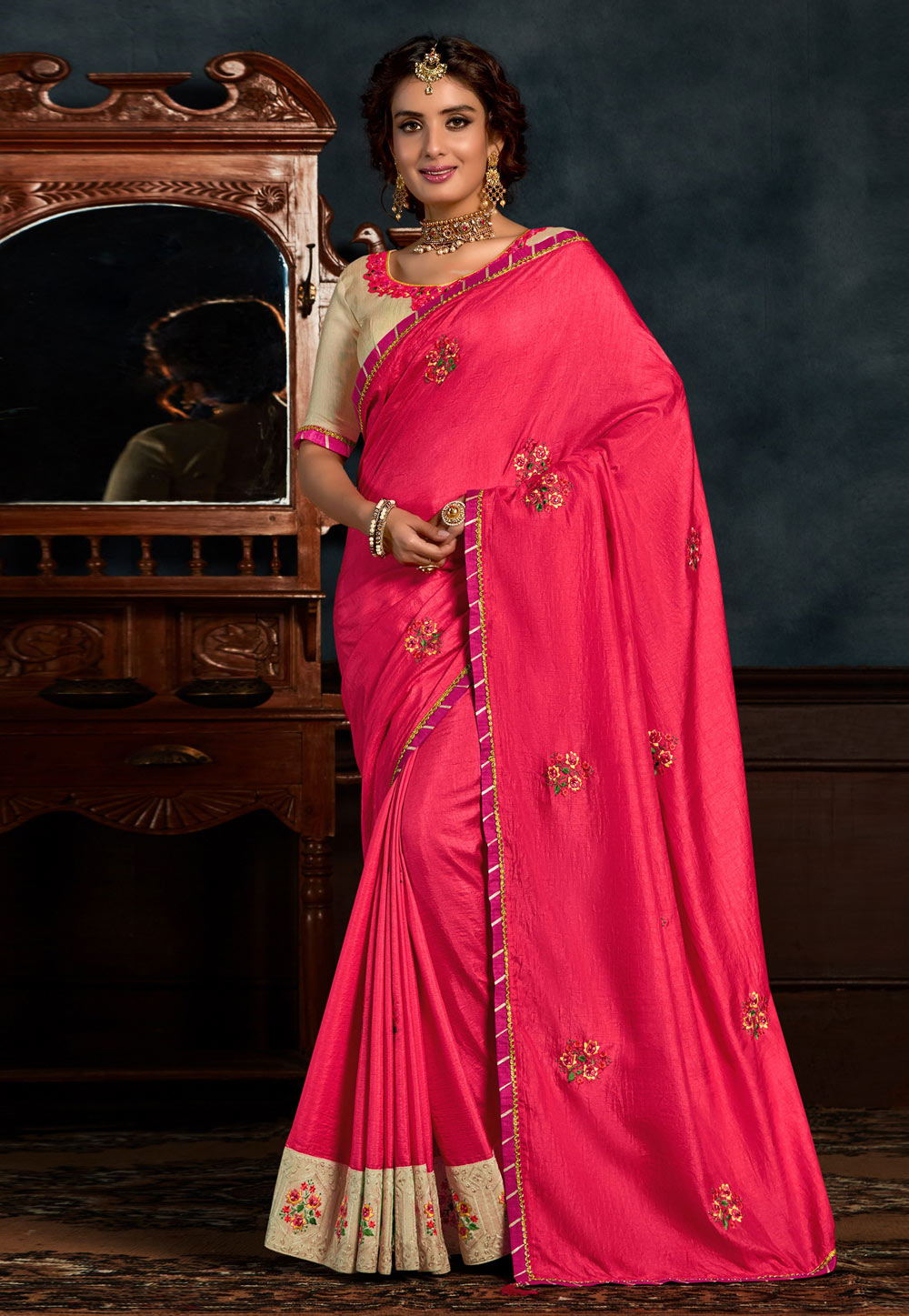 Pink Silk Saree With Blouse 212023