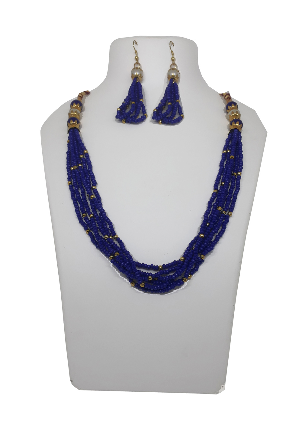 Blue Alloy Necklace Set With Earrings 207290
