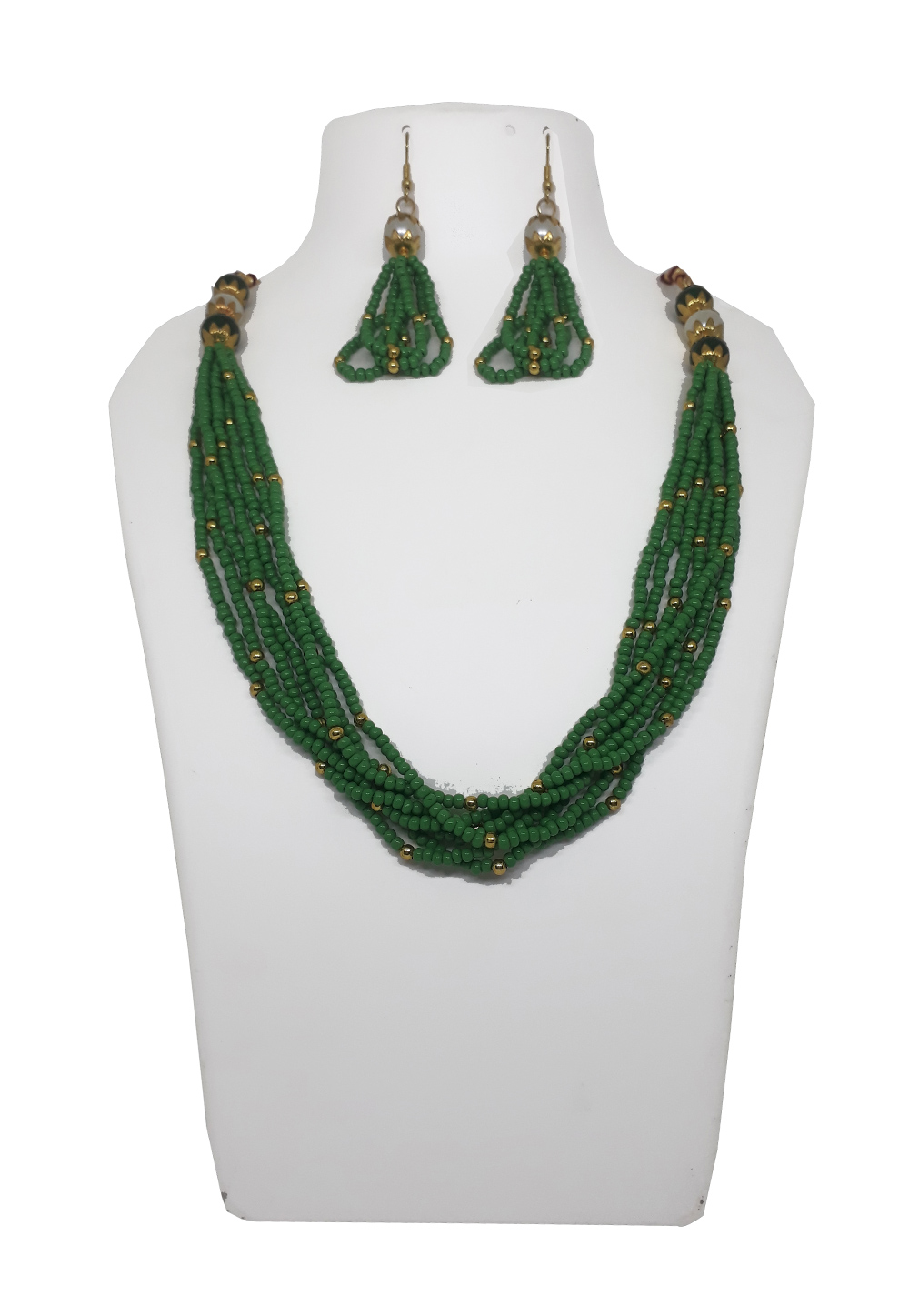 Green Alloy Necklace Set With Earrings 207291