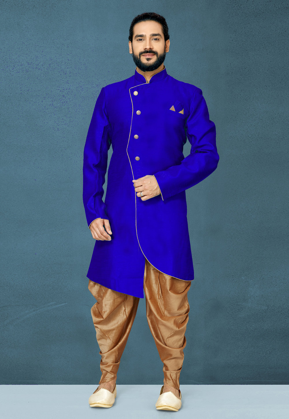 Blue Art Silk Indo Western Suit 244638