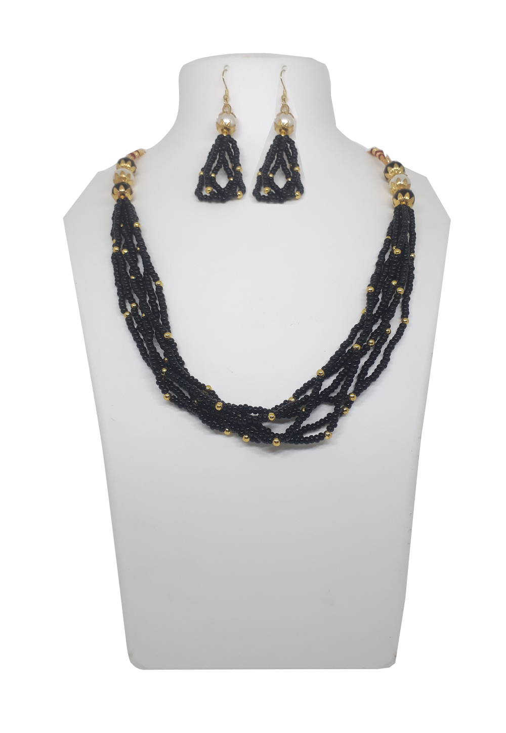 Black Alloy Necklace Set With Earrings 207292