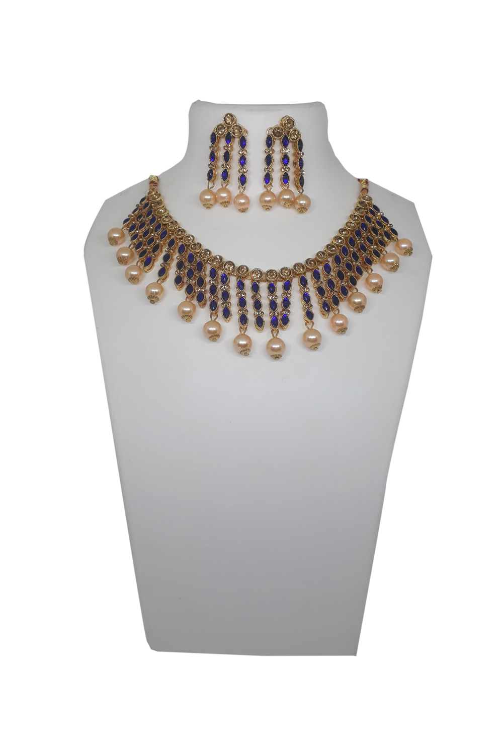 Blue Alloy Necklace Set With Earrings 207303