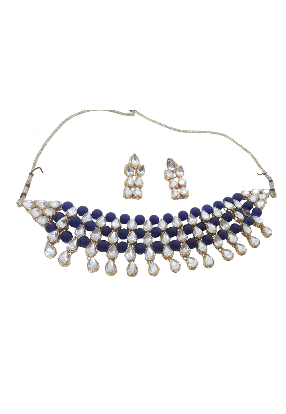 Blue Alloy Necklace Set With Earrings 207313