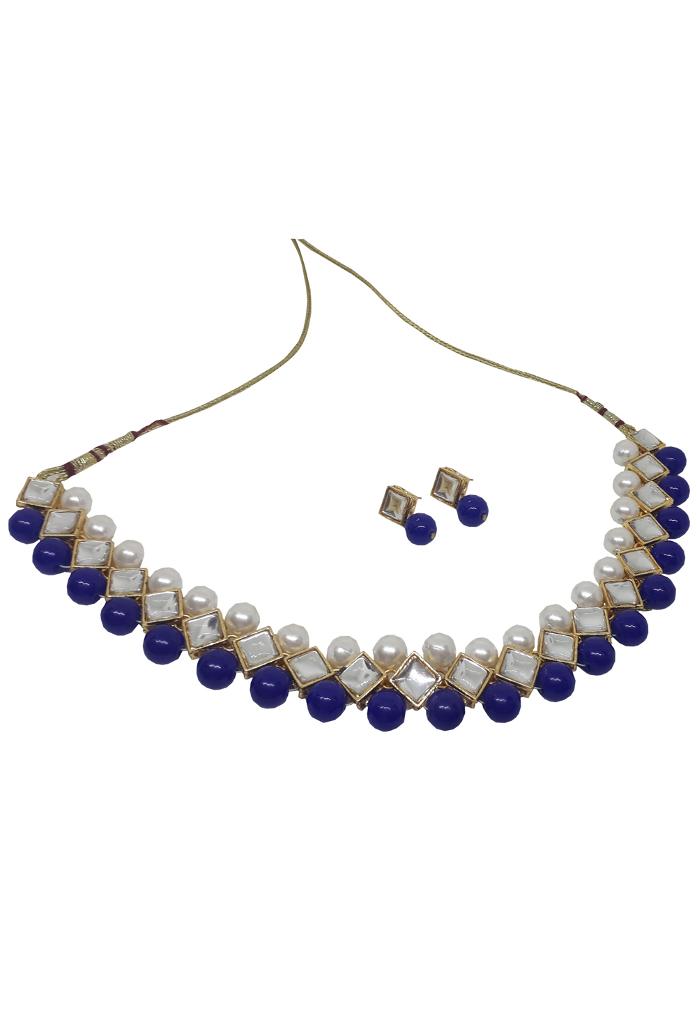Blue Alloy Necklace Set With Earrings 207320