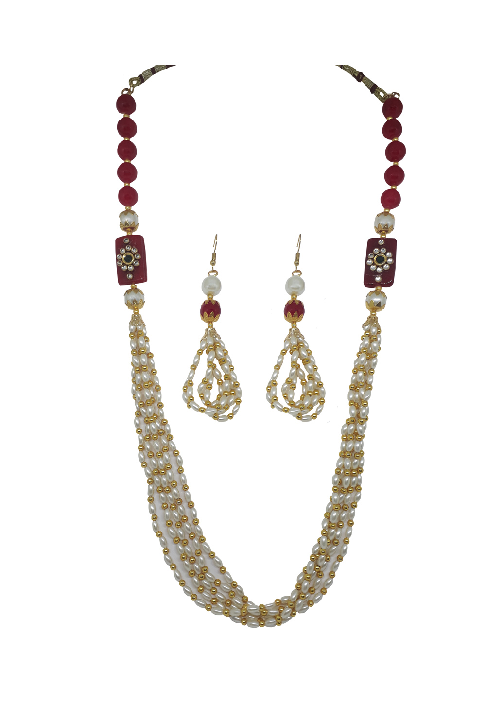 White Alloy Necklace Set With Earrings 207322