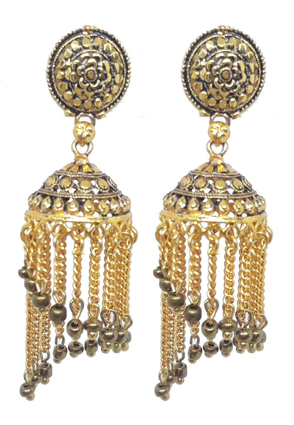 Golden Brass Earrings 209988