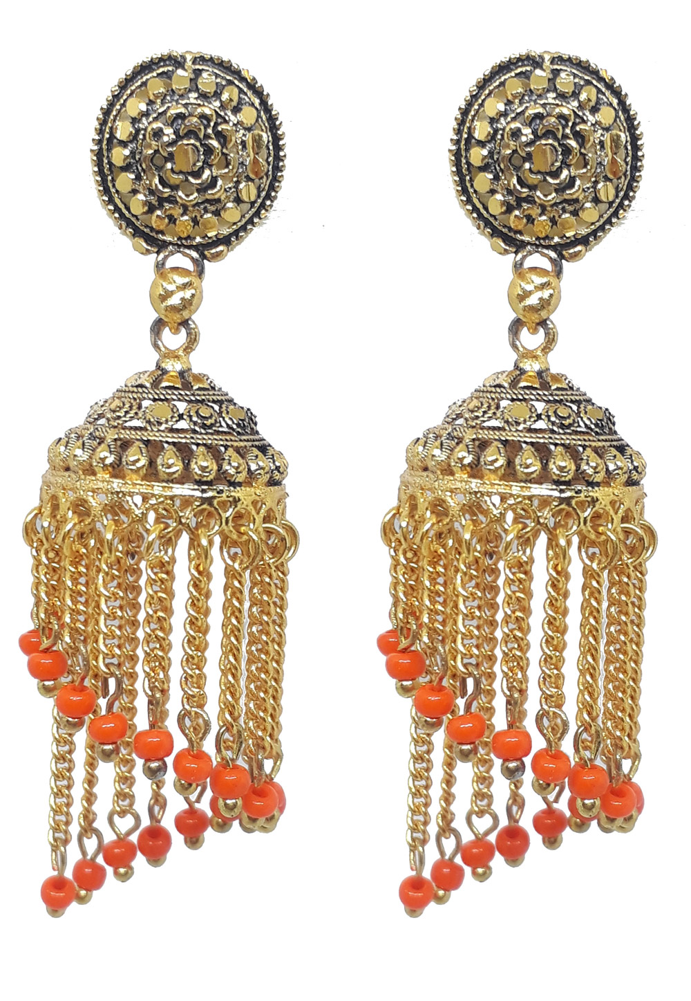Orange Brass Earrings 209992