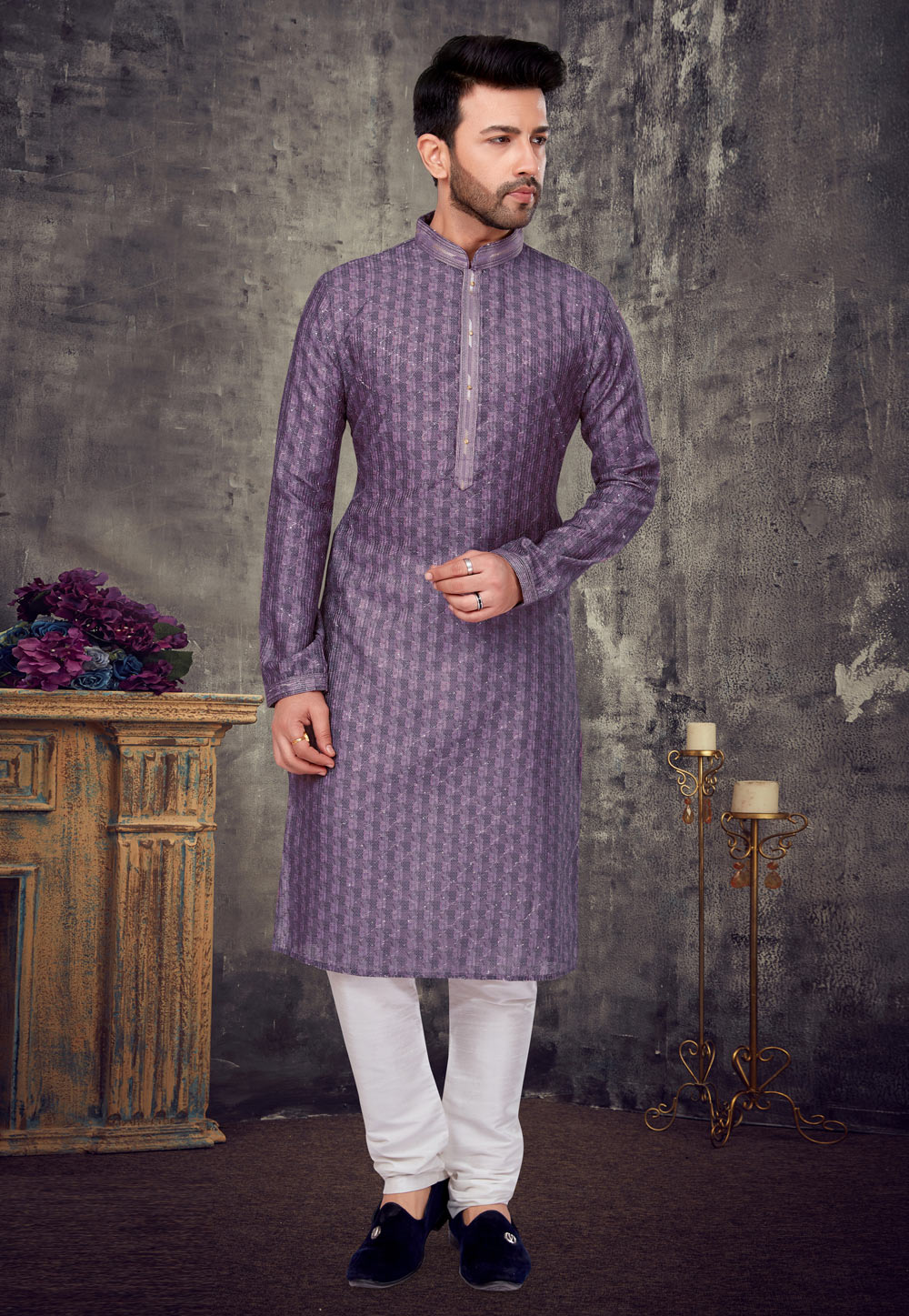 Purple Silk Kurta Pajama 257661