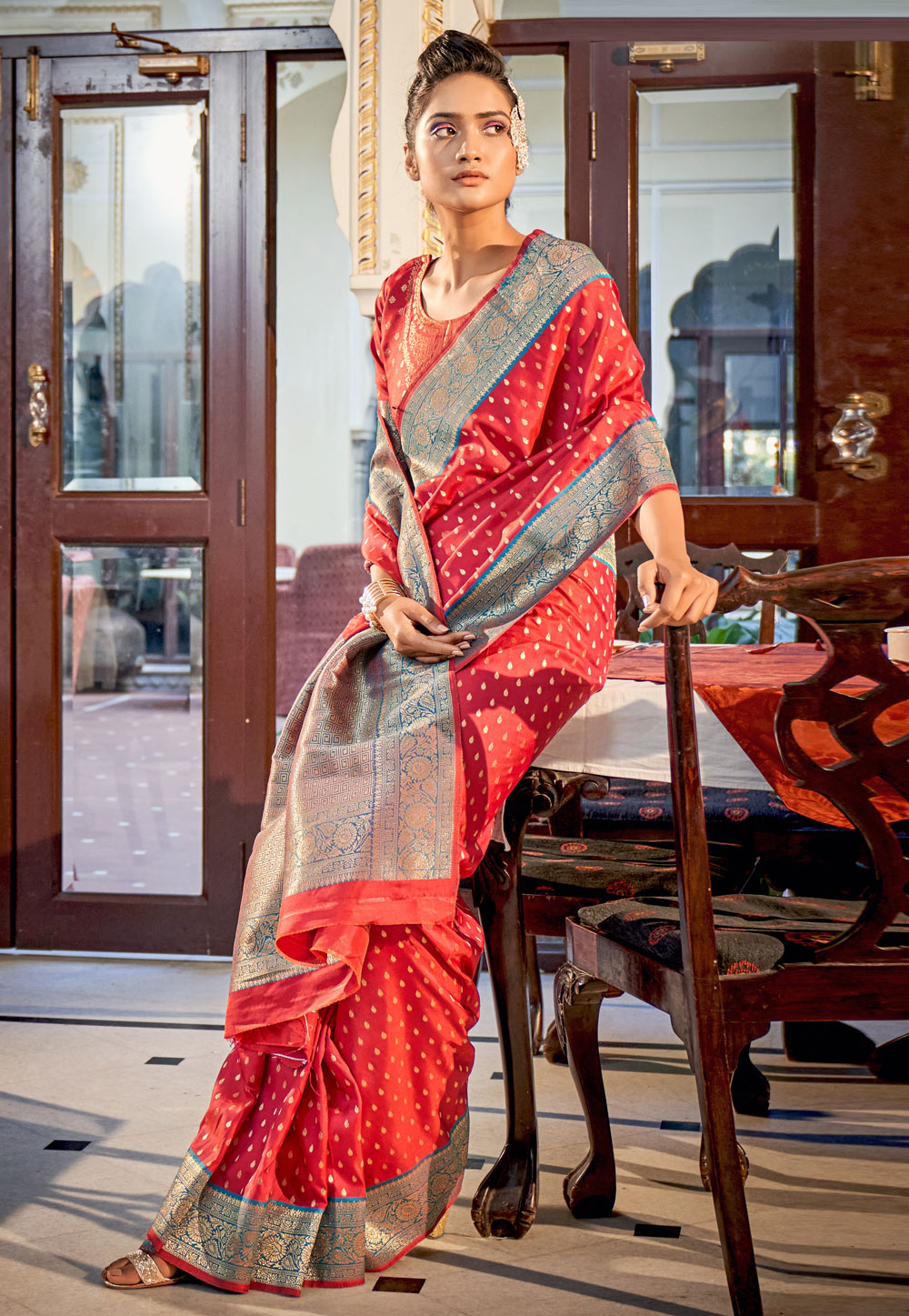 Red Banarasi Silk Saree 268385