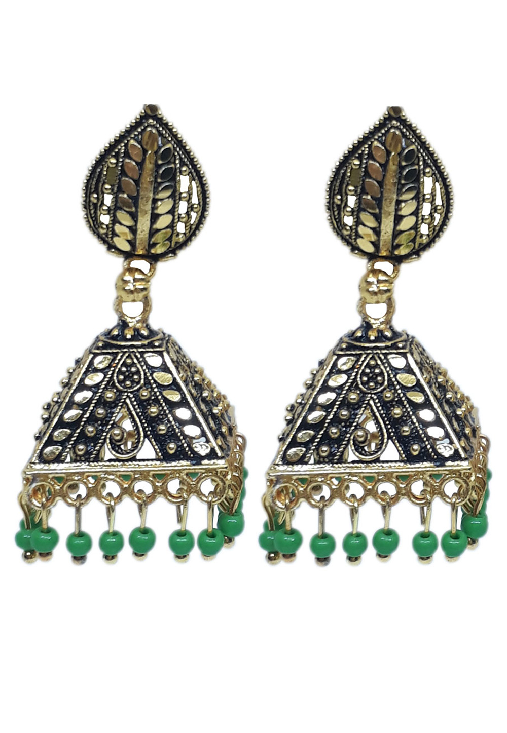 Green Brass Earrings 210003