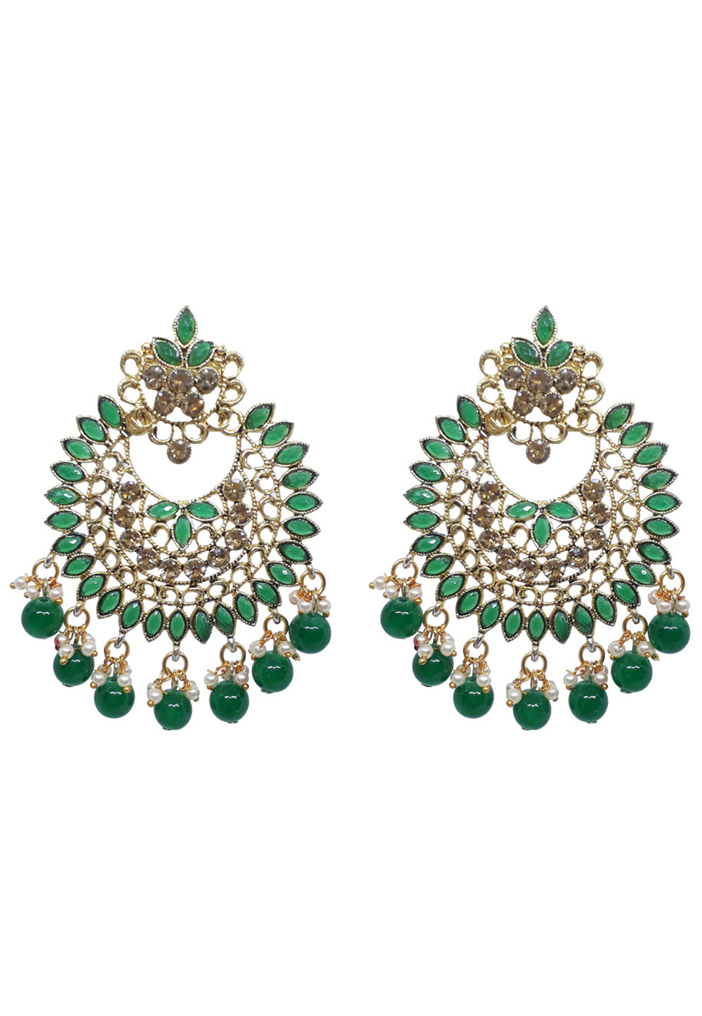 Green Brass Earrings 210013