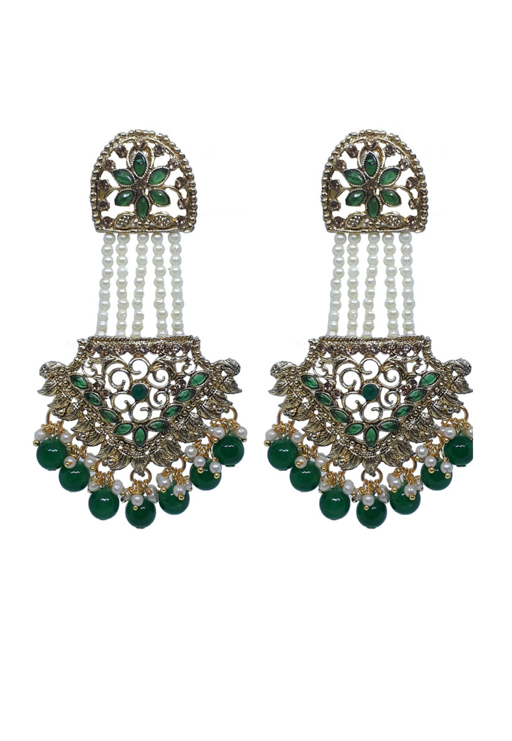 Green Brass Earrings 210021