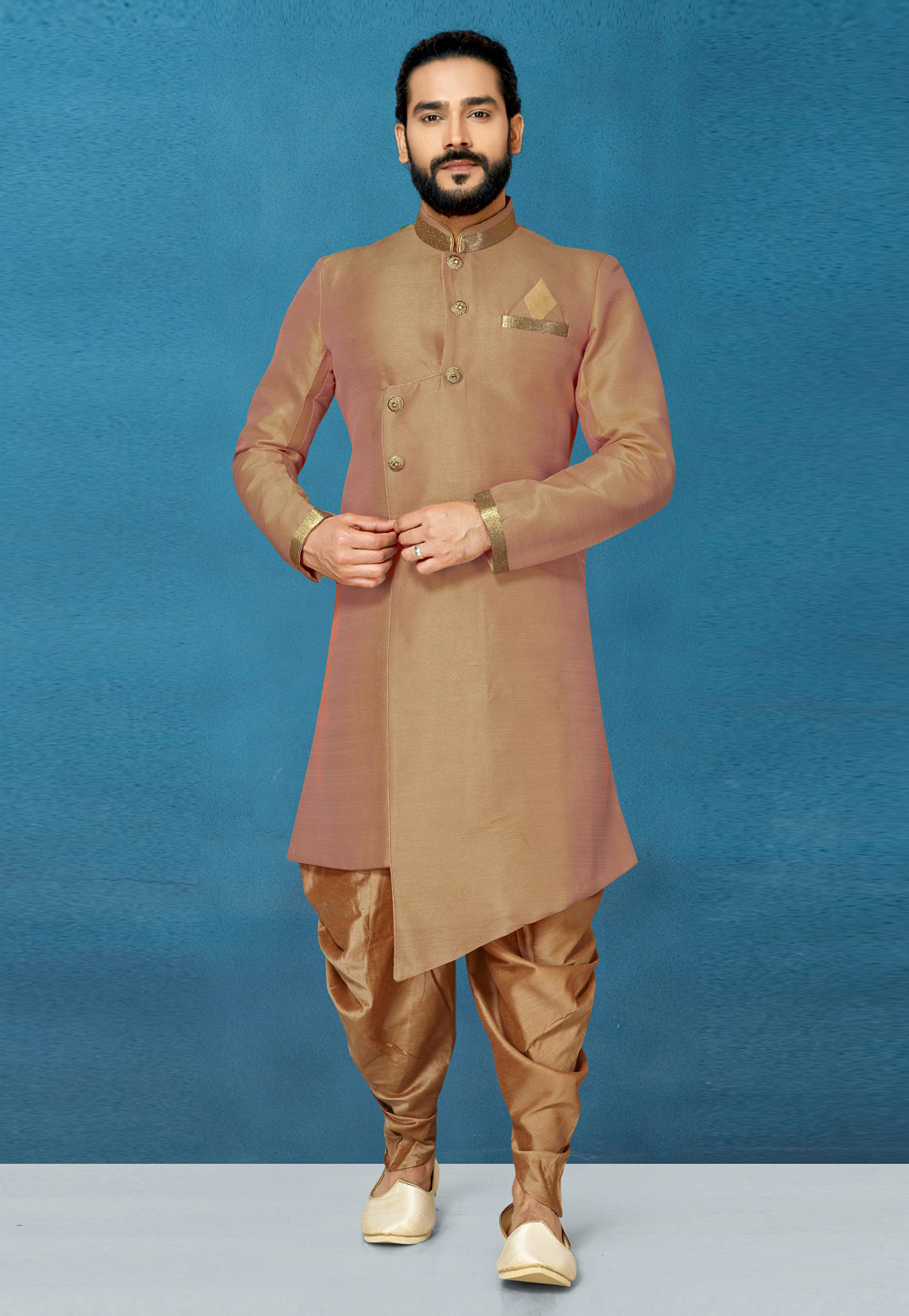 Brown Art Silk Indo Western Suit 244645