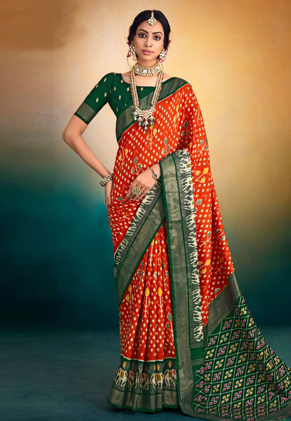 Red Tussar Silk Saree With Blouse 274427