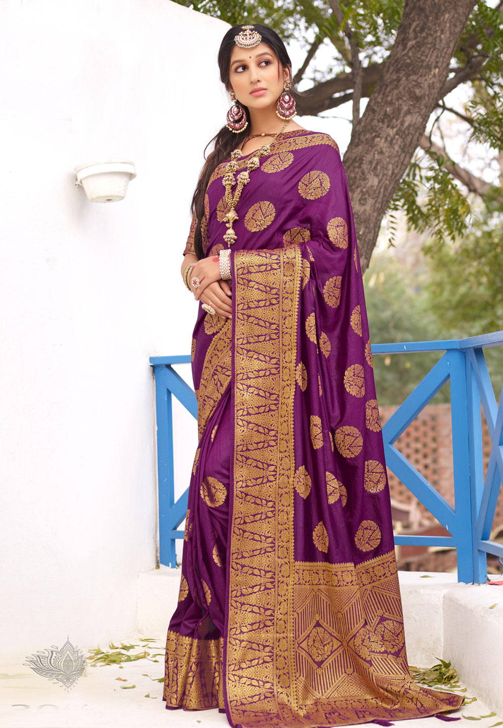 Purple Silk Festival Wear Saree 212375
