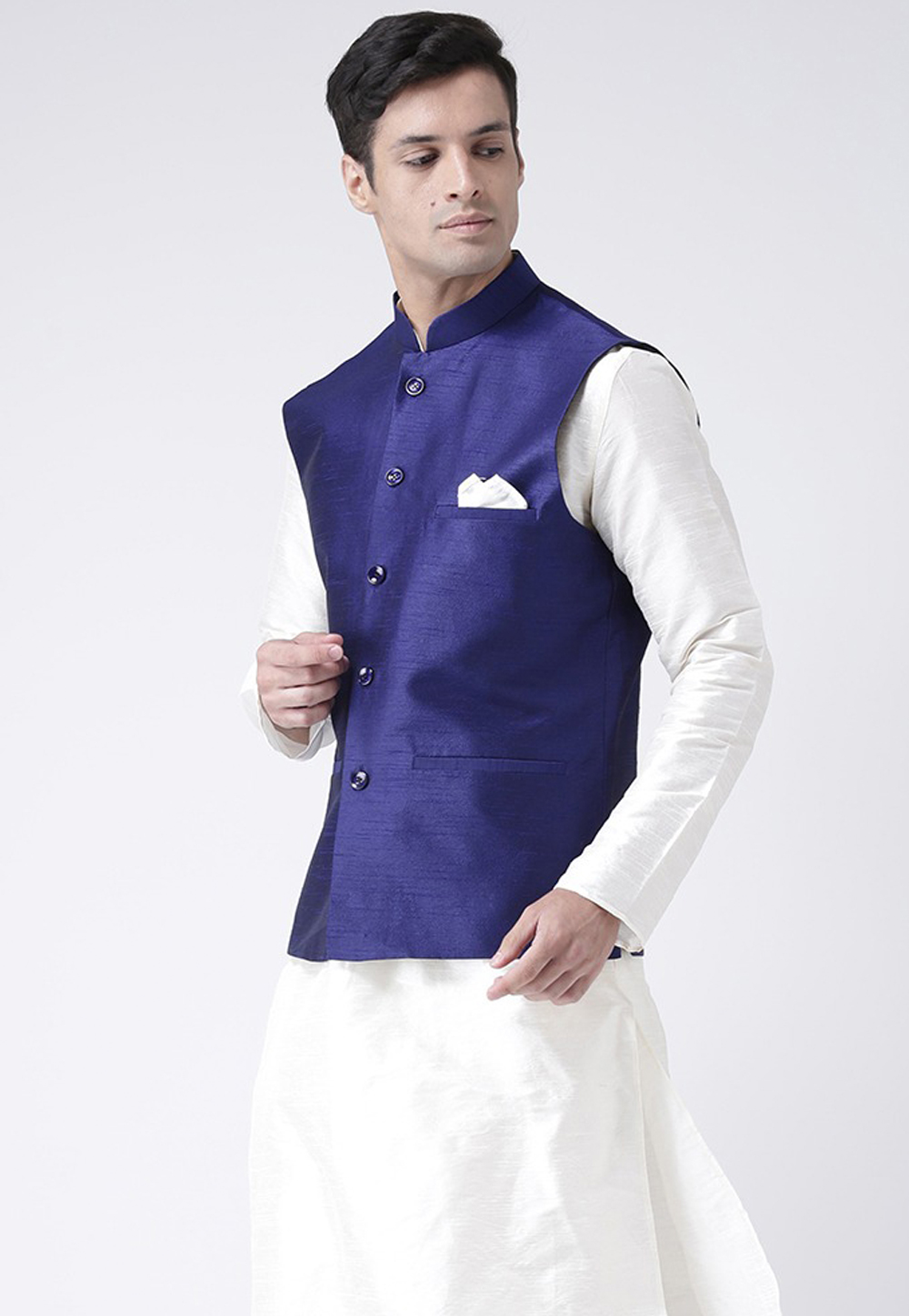 Blue Art Silk Nehru Jacket 235159