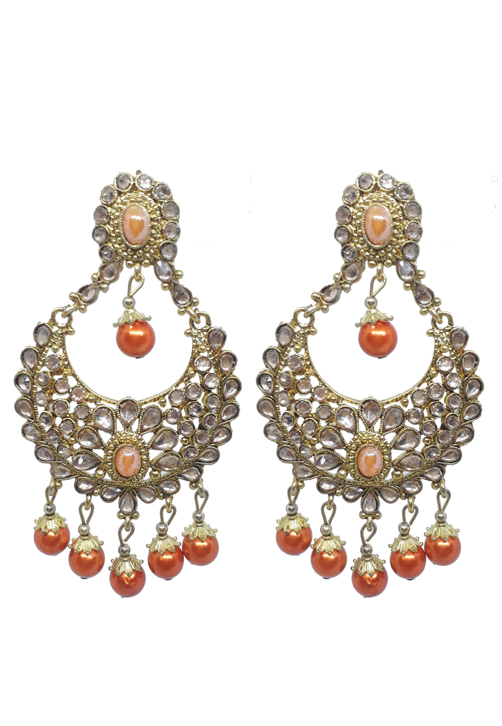 Orange Brass Earrings 210041
