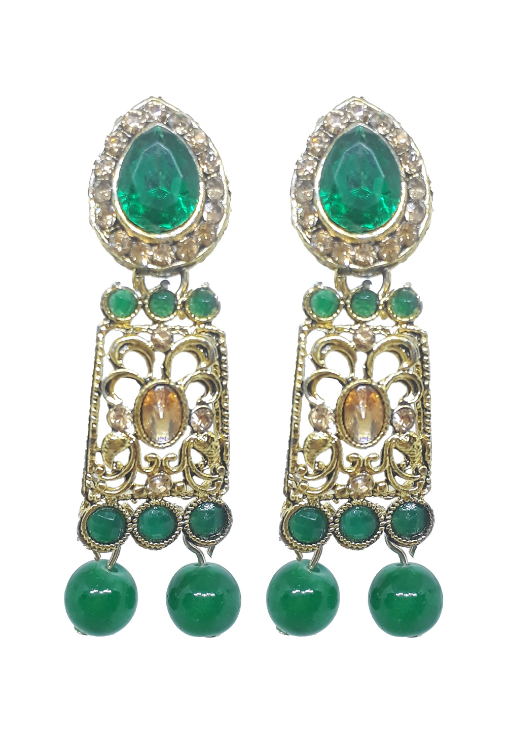 Green Brass Earrings 210043