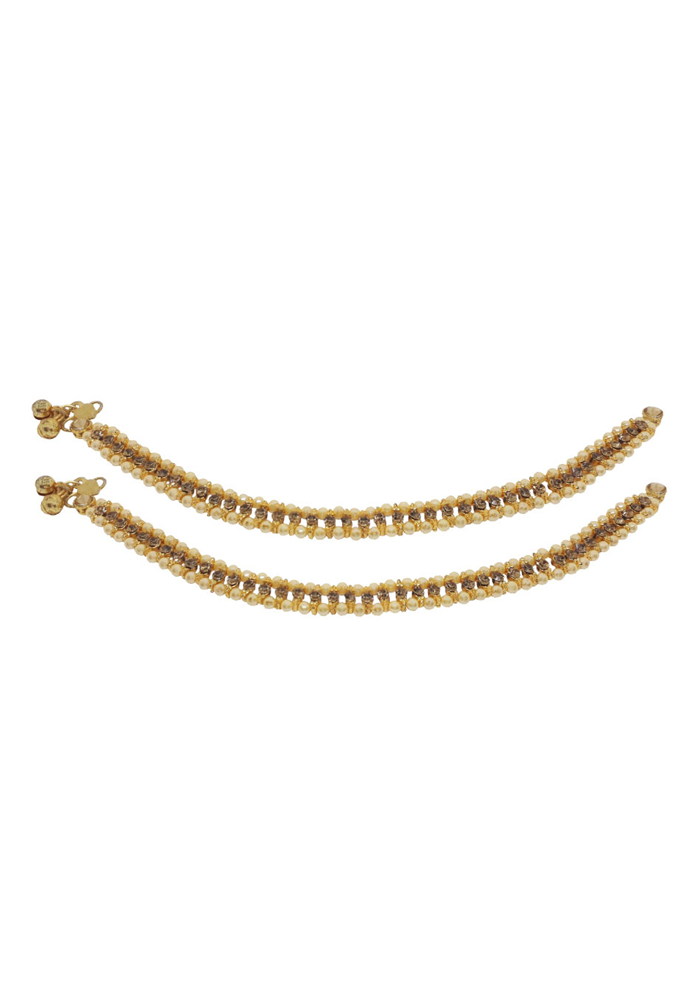 Golden Brass Kundan Anklets 210162