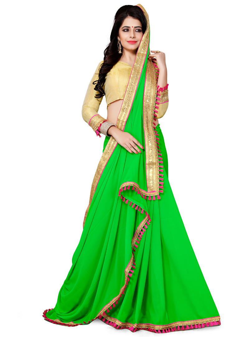 Green Georgette Saree With Blouse 120264