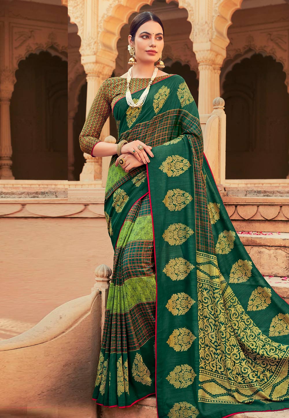 Green Chanderi Silk Festival Wear Saree 212841