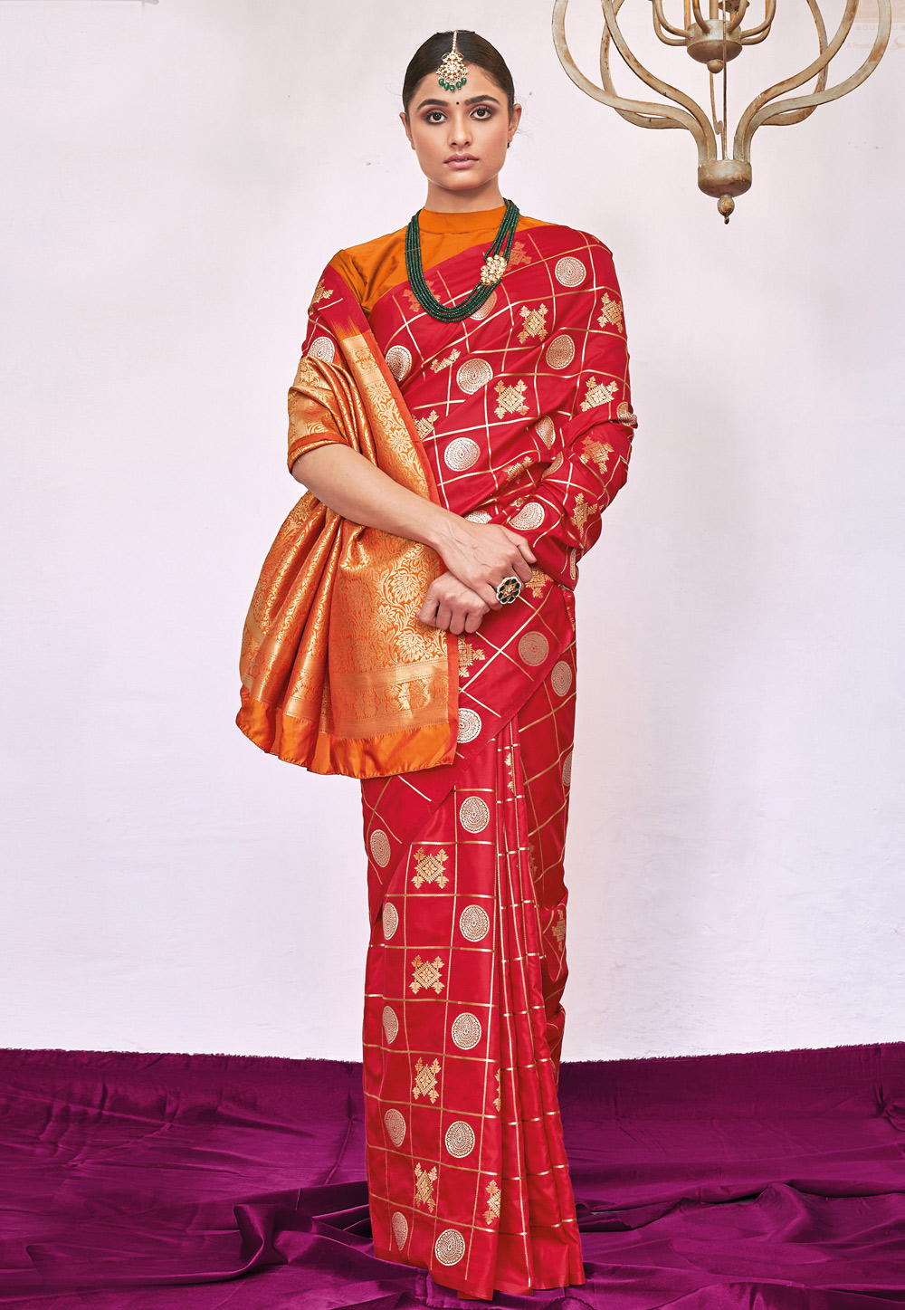 Red Silk Festival Wear Saree 213021