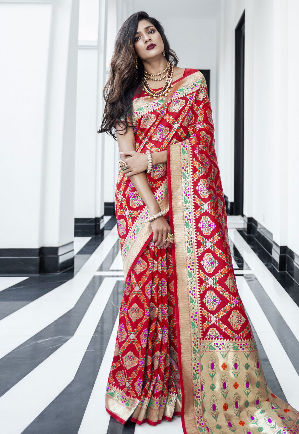 Red Silk Saree With Blouse 203395