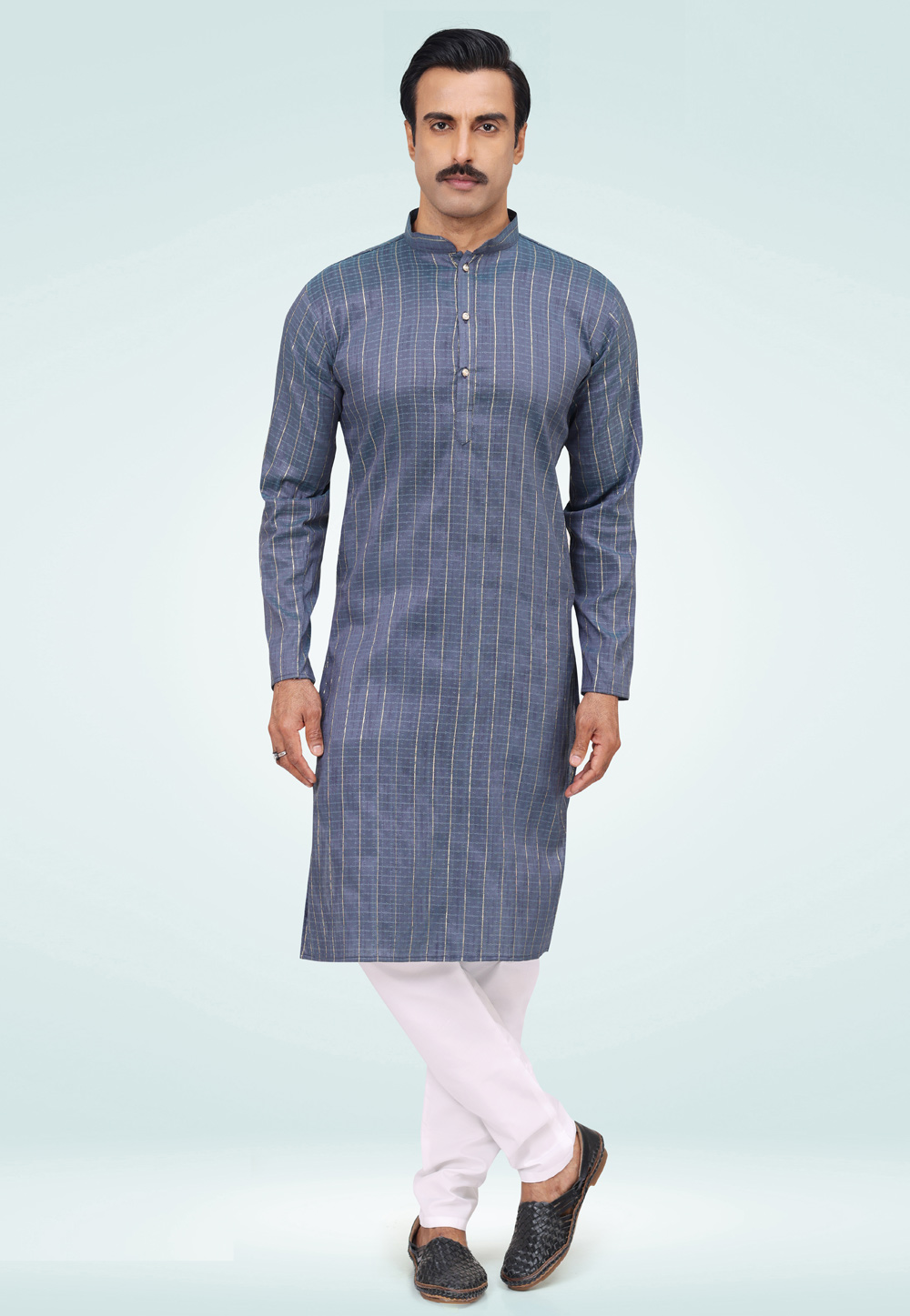 Navy Blue Silk Kurta Pajama 257571