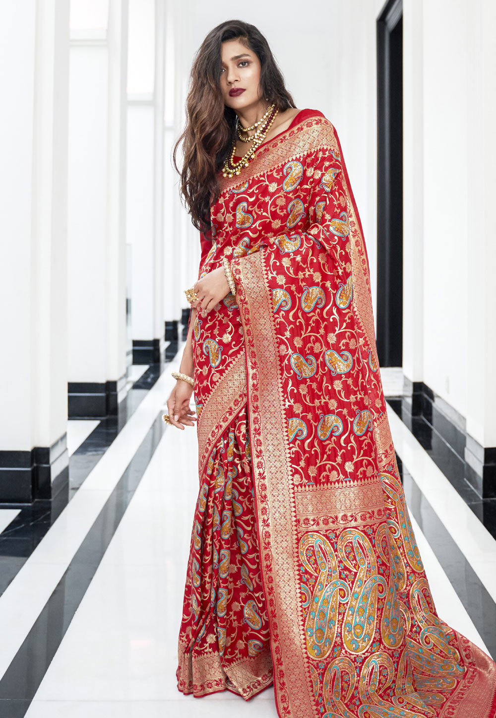 Red Silk Saree With Blouse 203397