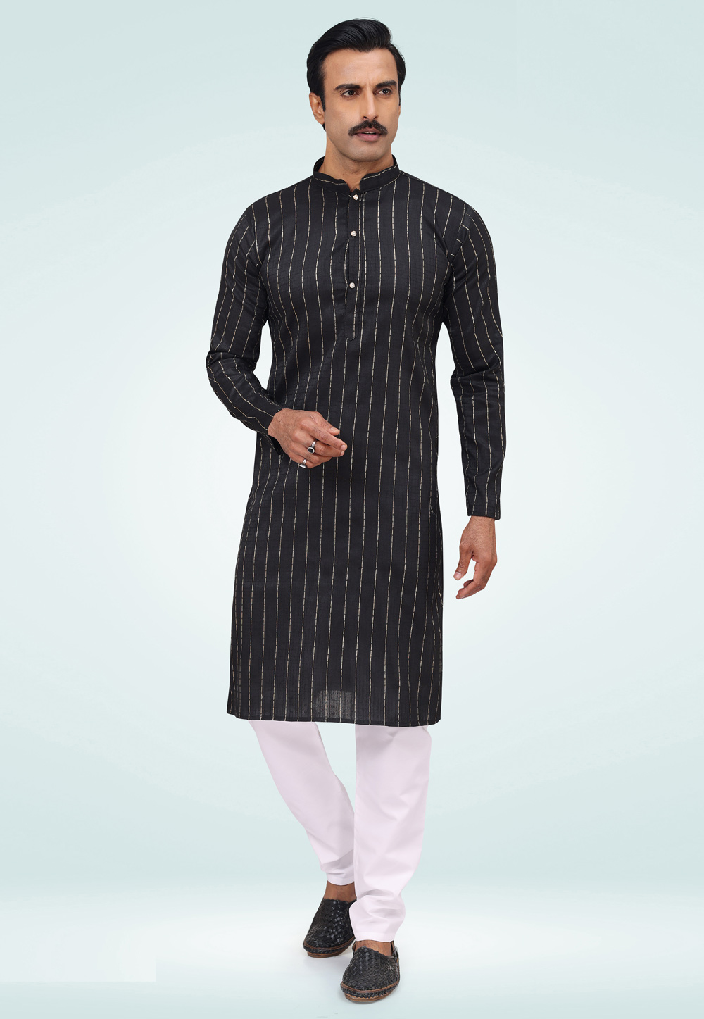 Black Silk Kurta Pajama 257572