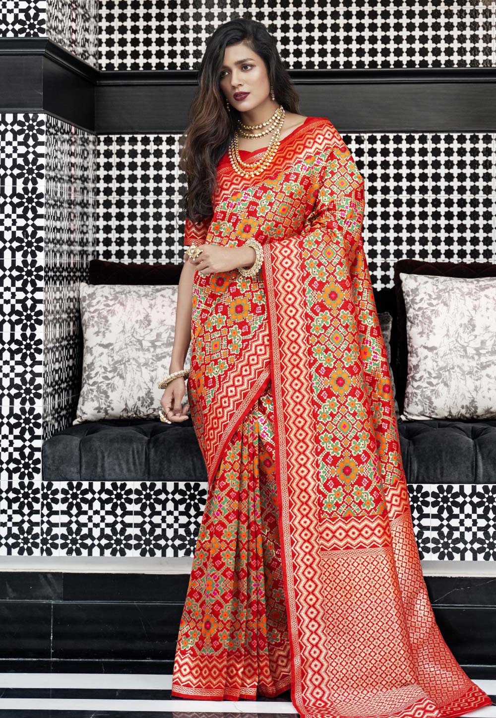 Red Silk Festival Wear Saree 203398