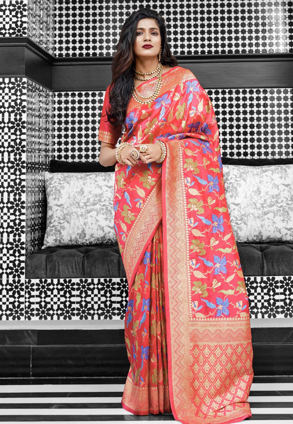 Pink Silk Saree With Blouse 203399