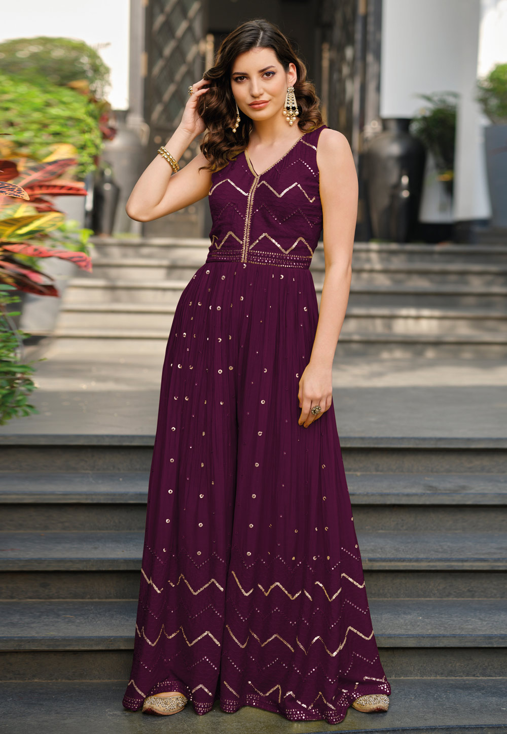 Purple Chinon Gown 256397