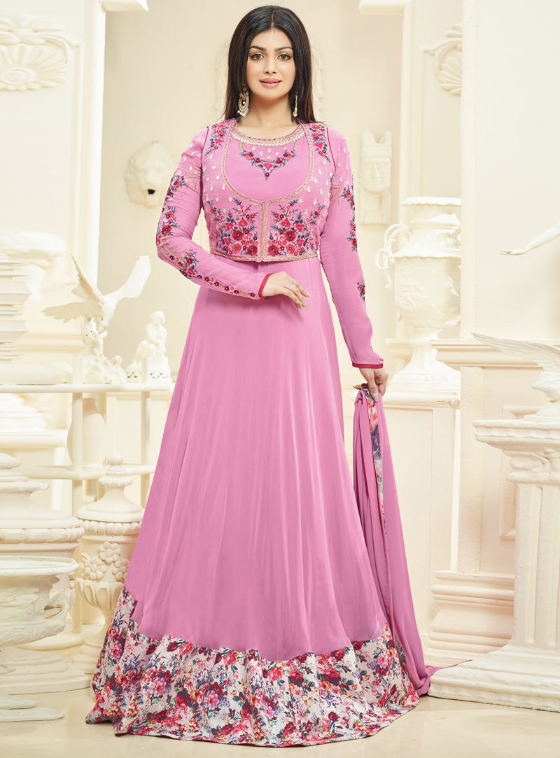 Ayesha Takia Pink Georgette Floor Length Anarkali Suit 93594
