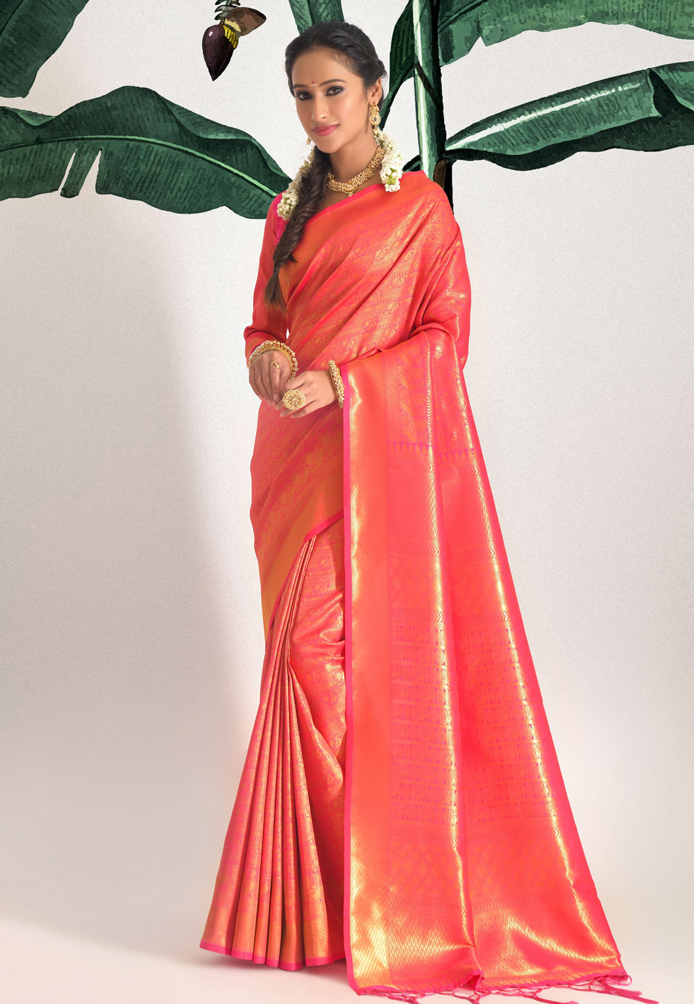 Magenta Kanjivaram Silk Saree With Blouse 241986